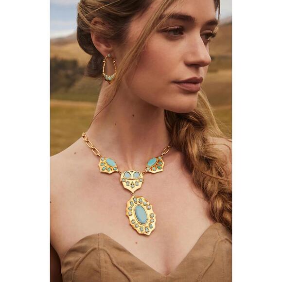 Kendra Scott Jewelry - Kendra Scott 14k Gold Plated Montana Turquoise Statement Necklace NWT Rare
